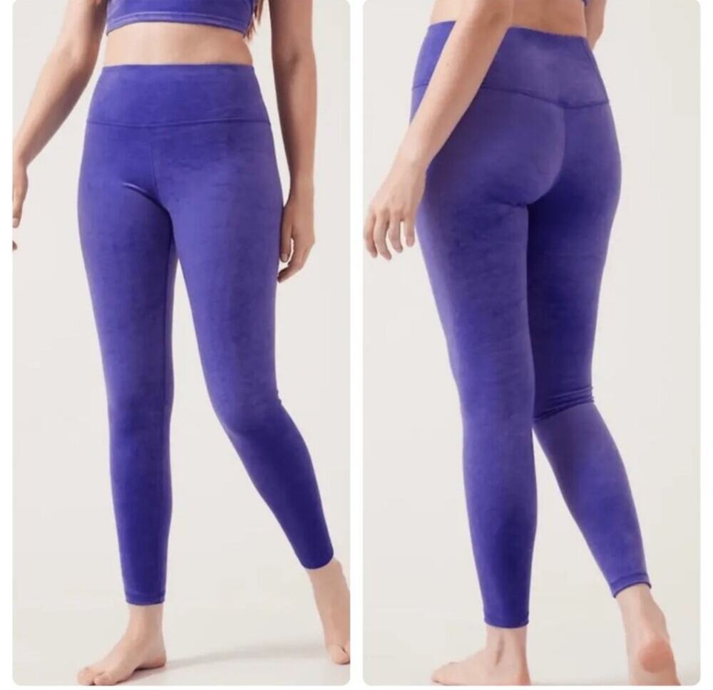 Athleta Leggings Womens Small Purple Elation Velvet High Rise Party Holiday Yoga